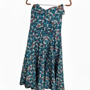 Lindy Bop Blue White Halter Dress Pink Roses Retro Vintage Style UK 20 US 3X